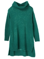 ・サイドスリットタートルニットチュニック/グリーン