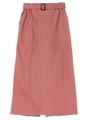 ・ベルト付きナロ-ミモレスカート/サーモンピンク