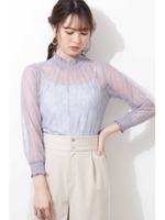 ｜Ray 5月号掲載｜レイシーシャーネックブラウス/ブルー(110)