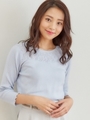 《田中みな実さん着用》レース切り替え袖リブニット/ライトブルー