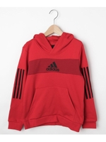 【120-160cm】adidasフード付きスエットトレーナー/レッド(062)