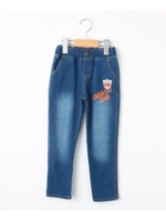 【80-130ｃｍ】デニムナンバーワッペンスキニーパンツ/ブルー(692)