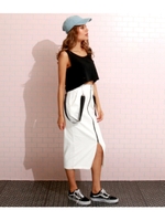 【ANAP】サスペンダー付リングZIPナロースカート/ホワイト(001)