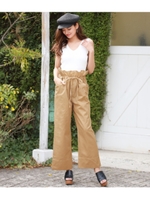 【CHILLE】 ウエストフリルチノワイドパンツ/ベージュ(005)