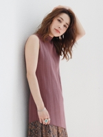 【Cl】アシメデザインノースリリブニット/PPL