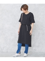 【Factor=】 コットンワッフルビックTワンピース/ブラック(027)