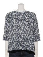 【HONEY CHURCH】単色フラワーコットンブラウス/紺