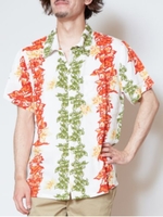 【Kahiko】ハワイアンレイMEN'Sアロハシャツ/ホワイト