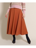 【Lサイズあり】ギャバくるみボタンフレア/ブラウン(042)