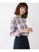 【M-LL】ブロード袖リボンブラウス/ピンク(272)