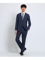 【PNJ】単糸杢グレンチェックスーツ[ メンズ スーツ チェック ビジネス 日本製 ]/ネイビー(293)