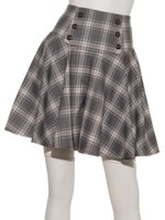 【S】スクールチェックフレアショートパンツ/GRY