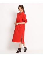 【Sサイズあり　洗える】コットンシャツワンピース/ダークオレンジ(068)