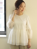 【TORRAZZO DONNA/トラッゾドンナ】 異素材フレア切替カットソー/ホワイト