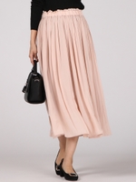 【WEB・一部店舗別注】≪手洗い可能≫83cm丈ロングタックスカート/ピンク