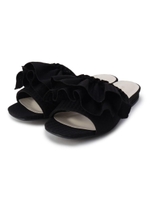 【WEB限定カラーあり】フリルペタミュール/ブラック(219)