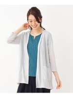 【WEB限定サイズあり/2点セット】バー付きブラウス+カーディガン/ライトグレー(011)
