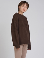 【Willful by lipstar】ドライモール編地切り替えニット/ブラウン