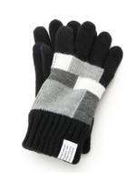 【スマホ対応】パネルニット手袋/ブラック(019)