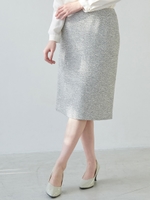 【セットアップ対応】フリンジペンシルツイードスカート/ホワイト系