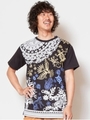 【チャイハネ】エスニック柄メンズTシャツ/ブラック