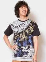 【チャイハネ】エスニック柄メンズTシャツ/ブラック