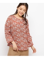 【ハンドウォッシュ・WEB限定サイズあり】シャーリングフラワープリントプルオーバー/レッド(162)