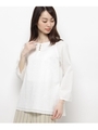 【ハンドウォッシュ】フロントレースボタンディテールプルブラウス/ホワイト(101)