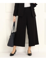 【フォーマル/入卒/ママスーツ/洗える】ツイルワイドパンツ/ブラック(019)