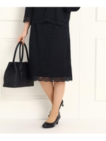 【フォーマル/入卒/ママスーツ】フラワーレーススカート/ネイビー(493)