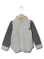【ベビー】ボーダースリーブボタンダウンシャツ/グレー