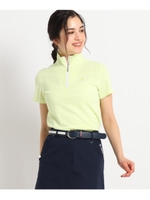 【吸水速乾/UVカット】ハーフジップボーダー半袖プルオーバー/レモンイエロー(131)