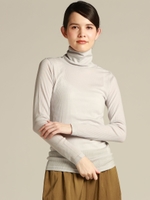 【雑誌掲載】防縮ウールテレコタートルネックカットソー/ライトグレー