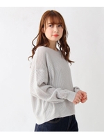 【洗える】ゆるメッシュニットプルオーバー/ライトグレー(011)