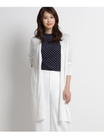 【洗える】サイドスリットロングカーディガン/ホワイト(001)