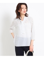 【洗える】スクエアドットボウタイブラウス/ホワイト(001)