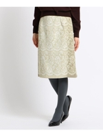 【洗える】ティアードレースプリントスカート/ベージュ(152)