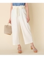 【洗える】麻レーヨンリボンベルトパンツ/オフホワイト(003)