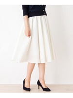 【洗濯機洗いOK・接触冷感】ギャザーフレアスカート/オフホワイト(003)