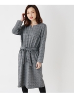 【大きいサイズあり・13号・15号】グレンチェックベルテッドワンピース/ブラック(219)