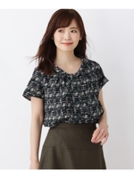 【大きいサイズあり・13号・15号】ジョーゼットグレンチェックボウタイシャツ/モスグリーン(224)