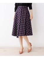 【大きいサイズあり・13号・15号】柄フレアスカート/ネイビー(293)