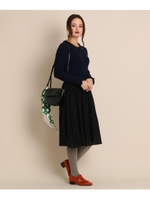 【美人百花12月号掲載/SSサイズあり】リブニットレースドッキングワンピース/ネイビー(093)