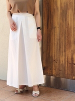 ＜日本製＞センタータックマキシスカート/WHITE