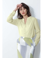 ◆［ウォッシャブル］タックブラウス/ライトグリーン(130)