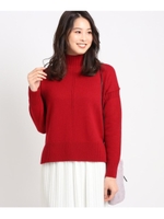 ◆【S〜Lサイズあり、洗える】サイドスリットハイネックニットプルオーバー/レッド(063)
