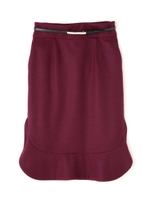 ◆ウールジャージラッフルヘムスカート/ボルドー(070)