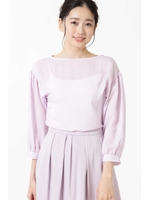 ◆ストライプボリュームパフブラウス/ラベンダー(080)