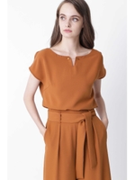 ◆メタルキーネックセットアップブラウス/ベージュ6(046)