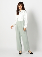 ひも取り外しワイドパンツ/ライトグリーン